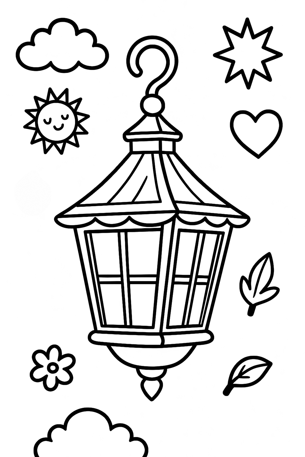 Free coloring page with a lantern and small Tumblethorn shapes